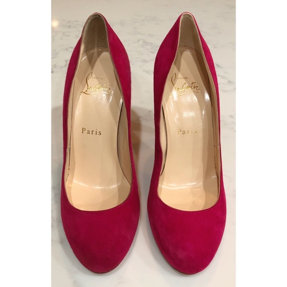 CHRISTIAN LOUBOUTIN Hot Pink “Simple Pump” Suede Heels SZ 36.5 - Picture 4 of 17